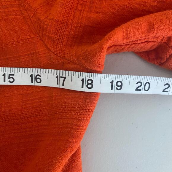 Orange Gauze Smocked Crop Top Womens Size XL 100% Cotton Puff Sleeve Milkmaid - Picture 7 of 8